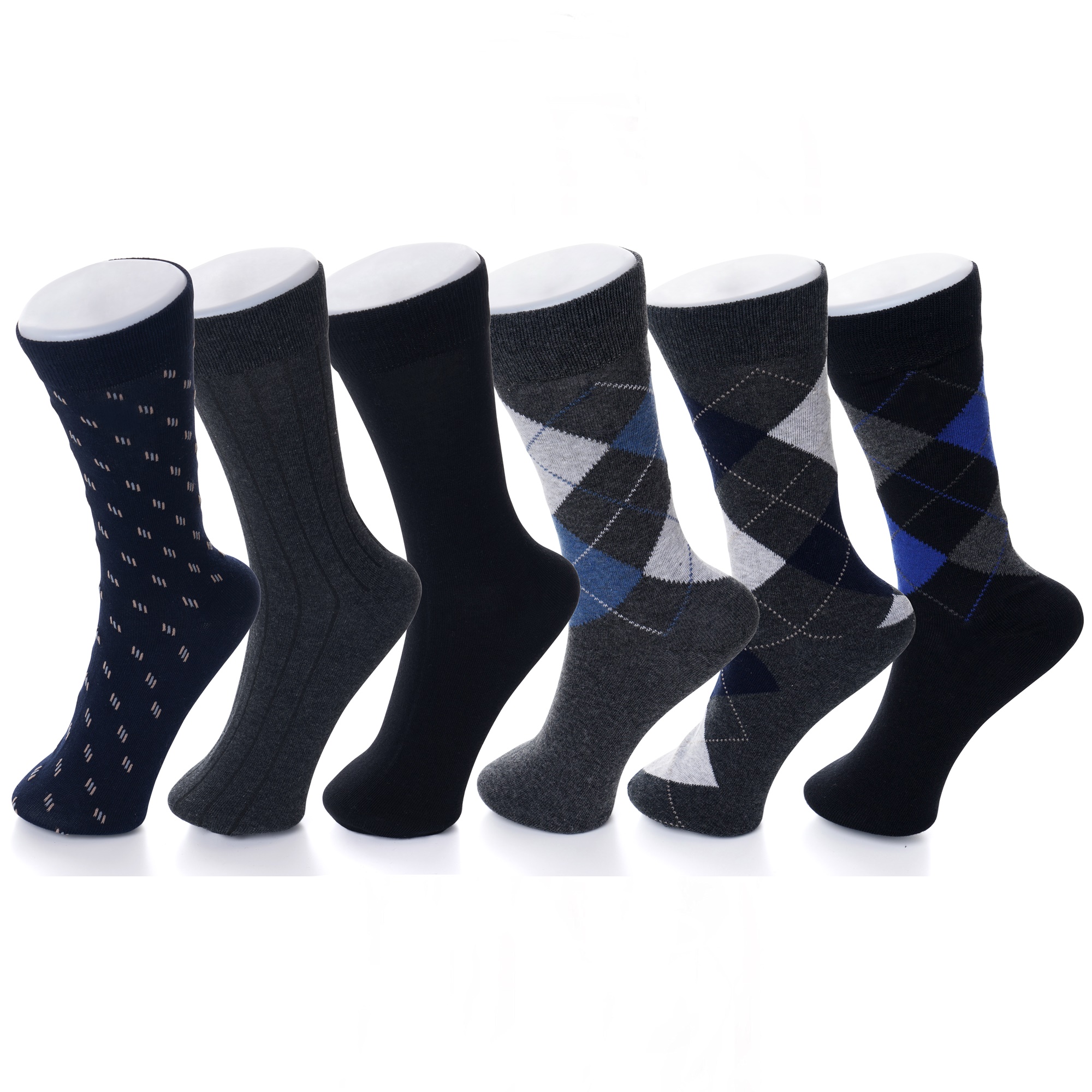 ALPINE SWISS 6 Pack Mens Cotton Dress Socks Mid Calf Argyle Pattern